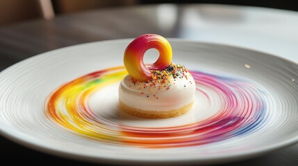 Colorful Dessert on a White Plate