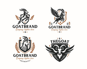 Obraz premium Set bundle retro badge vintage goat tattoo for business company 
