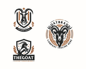 Obraz premium Set bundle retro badge vintage goat tattoo for business company 