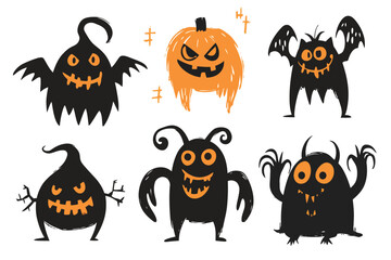 Set of Halloween creatures