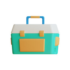 3D rendering of a green toolbox with a blue handle