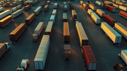 Aerial View of a Bustling Freight Train Yard with Colorful Cargo Containers