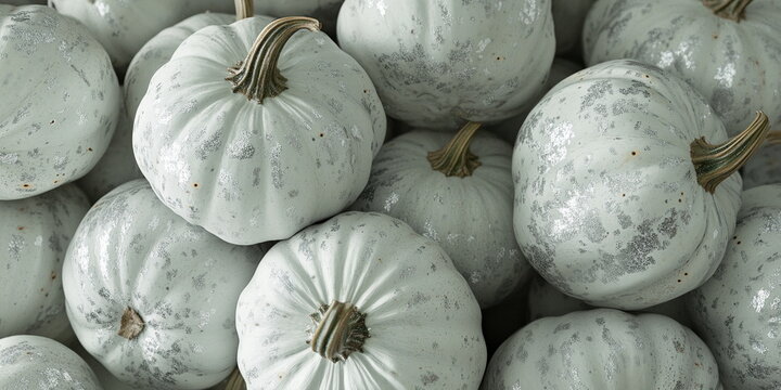 Recently harvested greish silver pumpkins in a random pile