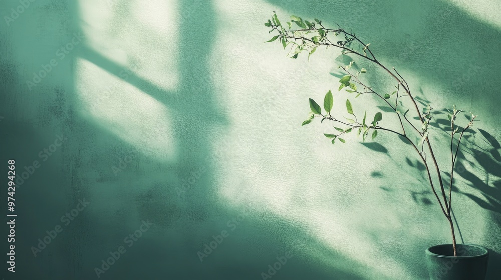 Poster soft light green background with gentle shadows and subtle textures, offering a calming and elegant 