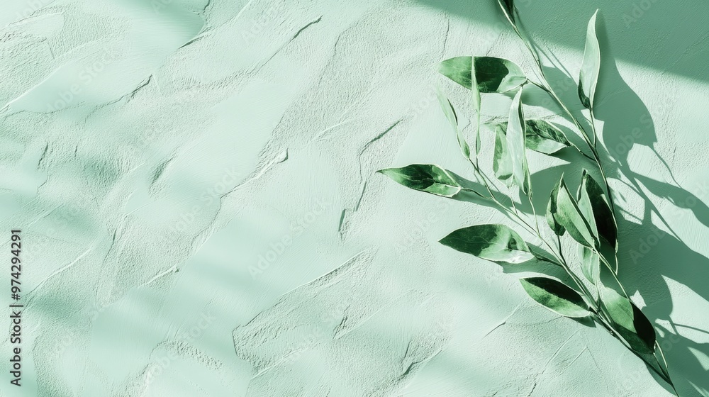 Poster soft light green background with gentle shadows and subtle textures, offering a calming and elegant 