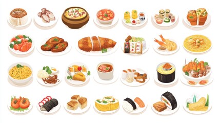 Collection of Asian Cuisine Dishes