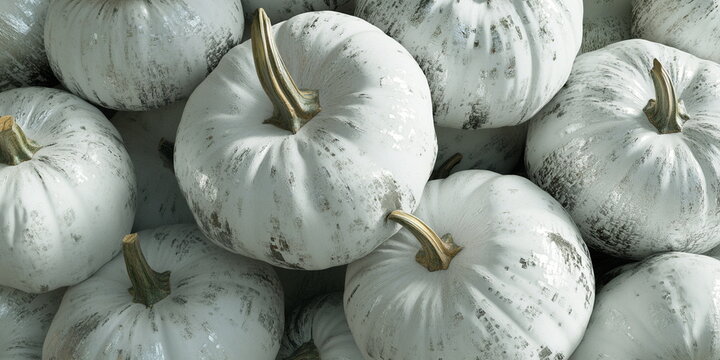 Recently harvested greish silver pumpkins in a random pile