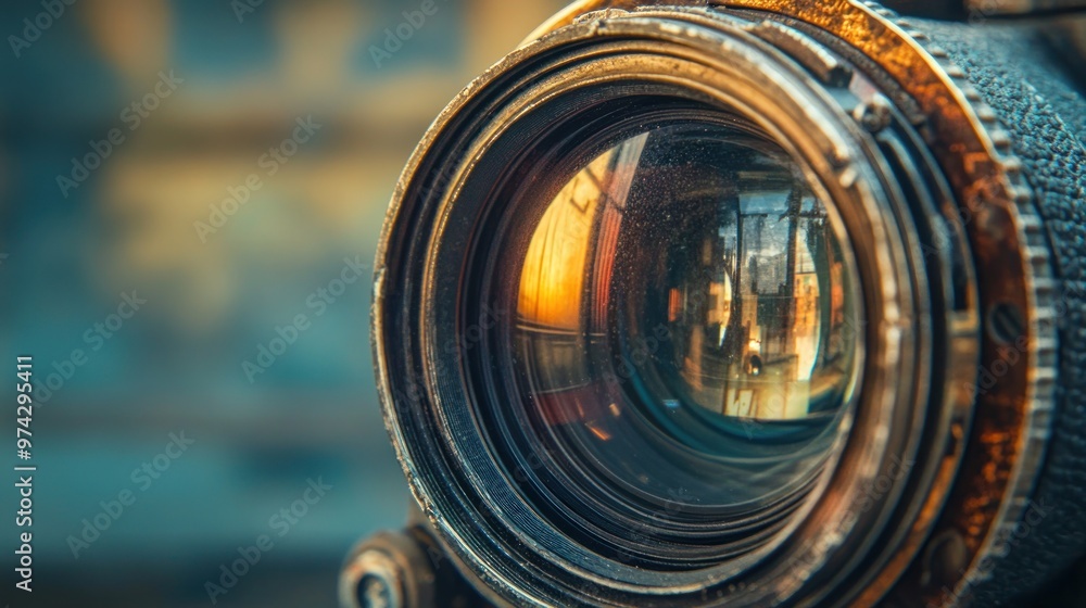 Wall mural close up of vintage camera lens