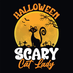 Halloween scary cat lady - Halloween quotes t shirt design, vector graphic