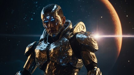 astronaut on the outer background. mixed media