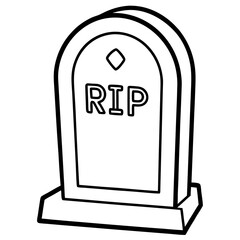tomb with rip inscription outline coloring book page line art drawing