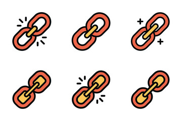Vector style link icon bundle set with creative shape
