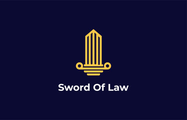 logo Sword and Pillar law. Justice, law firm and judge. Editable file