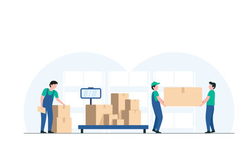 Warehouse Workers Handling Shipments for Logistics Operations. Illustration