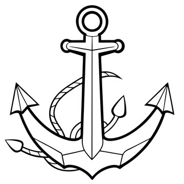 recommend clip art: torn ship anchor outline coloring book page line art drawing