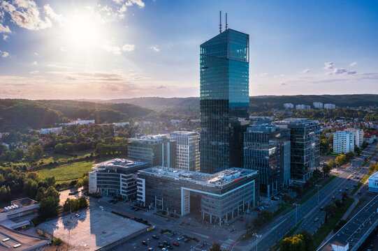 Gdansk, Poland - August 10, 2024: Olivia Star skyscraper in Gdansk, Poland. Olivia Star at 156 meters is the highest building at Baltic Sea of Poland.