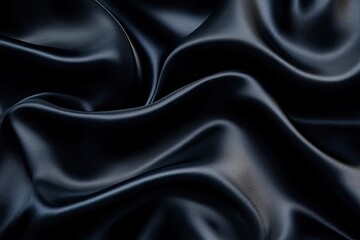 Fototapeta premium Black gray satin dark fabric texture luxurious shiny that is abstract silk cloth panorama background with patterns soft waves blur beautiful , ai