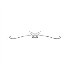 Black Hand Drawn Decorative Divider. Bat. Swirl. 10. Design Clip Art. Black Hand Drawn Spooky Halloween Doodle Design Elements. Vector Illustration.