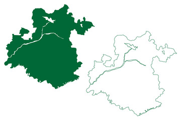 Fototapeta premium Chhota Udaipur district (Gujarat State, Republic of India) map vector illustration, scribble sketch Chhota Udaipur map