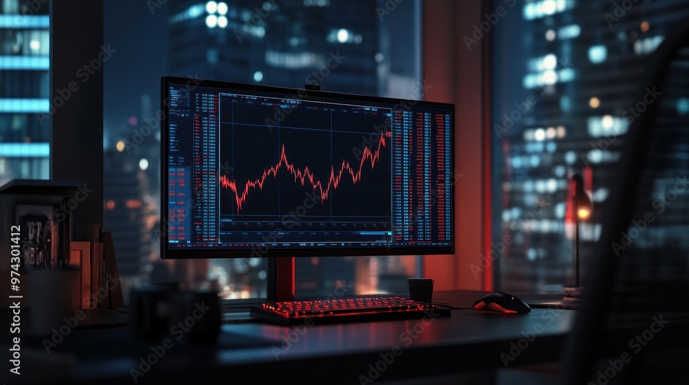 Poster Stock Market Data Displayed on a Computer Screen