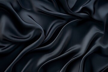 Obraz premium Black gray satin dark fabric texture luxurious shiny that is abstract silk cloth panorama background with patterns soft waves blur beautiful , ai