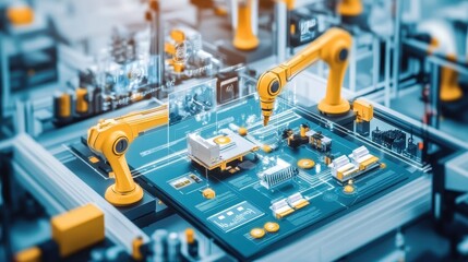 Robotic Arm Assembling Electronic Components on Circuit Board