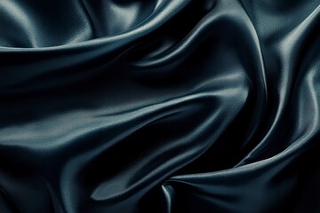 Fototapeta premium Black gray satin dark fabric texture luxurious shiny that is abstract silk cloth panorama background with patterns soft waves blur beautiful , ai