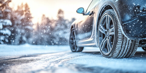 Car fix repair center banner, wheels changing to winter tires or store tyre