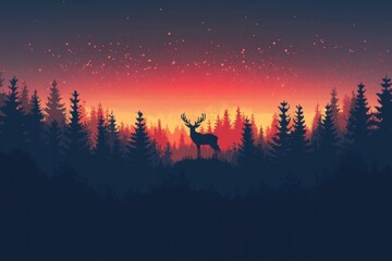 Fototapeta premium Whimsical Pixelated Forest Adventure - Retro Day and Night Scene with Wildlife in Fusion Effect, Copy Space Included