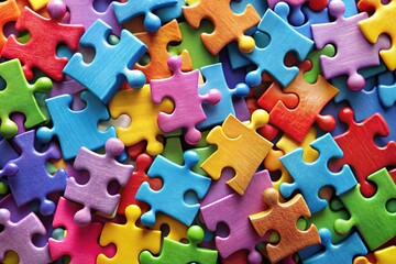 Colorful puzzle pieces fit together to form a cohesive whole, representing problem-solving, strategy, and creative thinking in a fun and engaging visual metaphor.