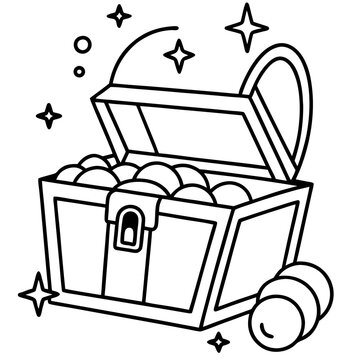 recommend clip art: treasure vintage scene outline coloring book page line art drawing