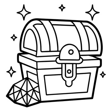 recommend clip art: treasure vintage scene outline coloring book page line art drawing