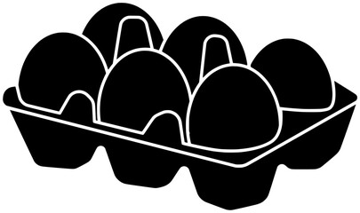 box illustration tray silhouette food logo farm icon egg outline balut balot cracked chicken healthy package cardboard product breakfast shape or vector graphic background