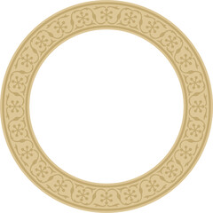 Vector round golden national Persian ornament. Circle, ring, frame, border, ethnic pattern of the peoples of Iran, Iraq, Tajikistan