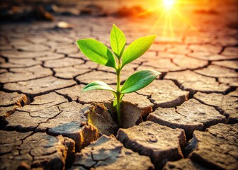 Fresh Green Plant Sprouts Emerge From Cracked Earth, Symbolizing Renewal, Growth, And The Promise Of New Beginnings.