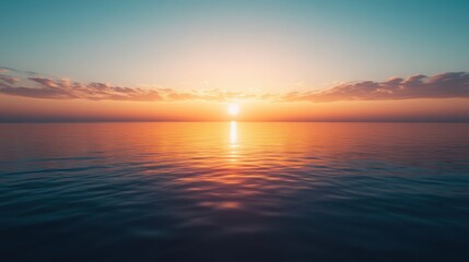 Naklejka premium sunset over calm waters designed to evoke a sense of peace and mental restoration.