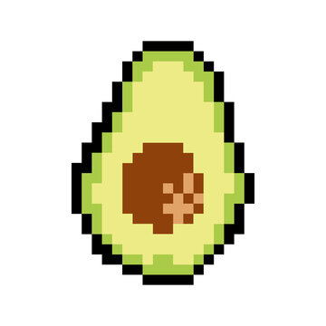 pixelated avocado fruit with brown seed