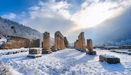 Obraz premium Snow-covered ancient ruins