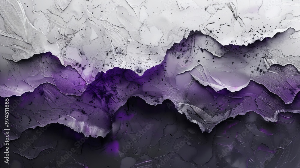 Poster abstract purple and white textured background with flowing lines and shapes.
