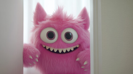 Pink Monster Peeking.