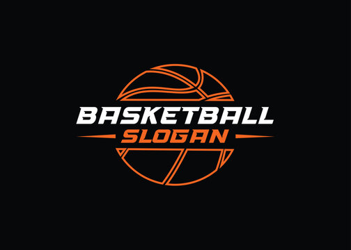 basketball logo lineart simple vector illustration template icon graphic design. sport sign or symbol for team or club league and competition concept with badge and typography style