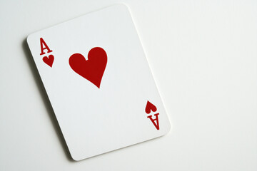 Obraz premium Illustration of an Ace of Hearts playing card on a neutral background. 