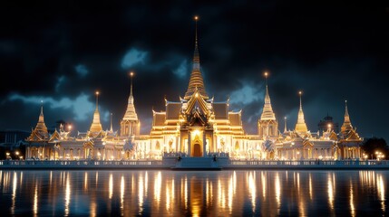 Obraz premium Wat Arun Ratchawararam Ratchawaramahawihan Temple in Bangkok, Thailand at Night
