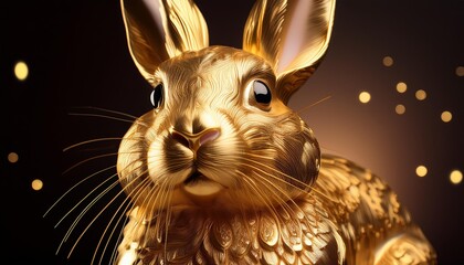 Opulent gold rabbit with detailed fur