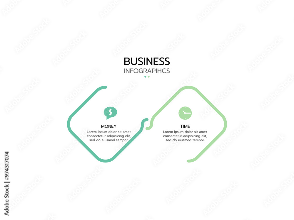 Wall mural two infographics element. business concept with 2 options, steps or processes. data visualization. v