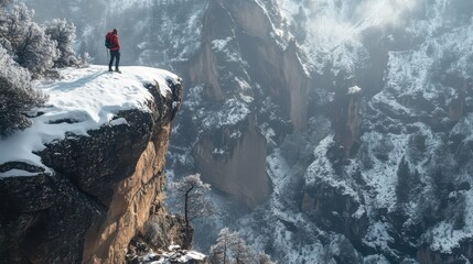 Hiker on top of a cliff