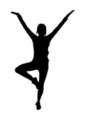 Lady Balancing on One Foot Silhouette