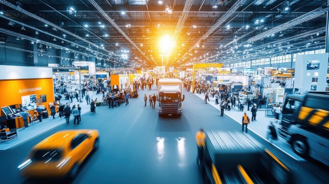 Bustling Automotive Trade Fair: A Dynamic Display of Innovation and Industry