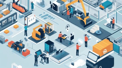 Obraz premium Bustling Warehouse: A Vibrant Hub of Efficiency and Innovation