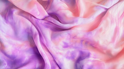 Obraz premium A close-up of a tie-dye shirt in pastel pinks and purples, showcasing the soft blending of colors and unique pattern